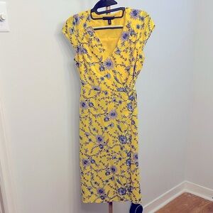 Banana Republic Yellow and Purple Floral Midi Dress